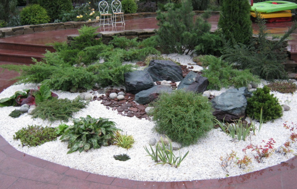 Красивая альпийская горка в нашем саду