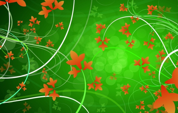 Оранжевые цветы на фоне зелени