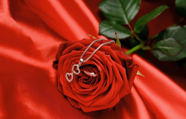 Красная роза и кулон