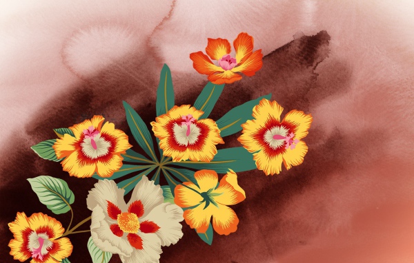 Разноцветные цветки