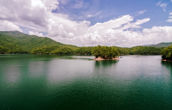 	   The island on a mountain lake
