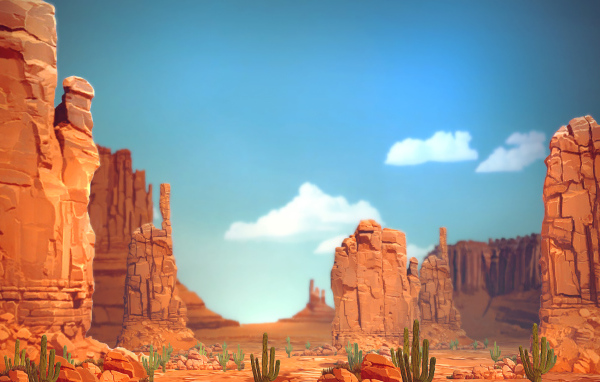 Кактусы в каньоне