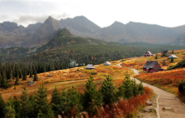Посёлок на фоне гор Татры