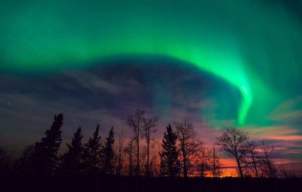 Северное сияние на закате