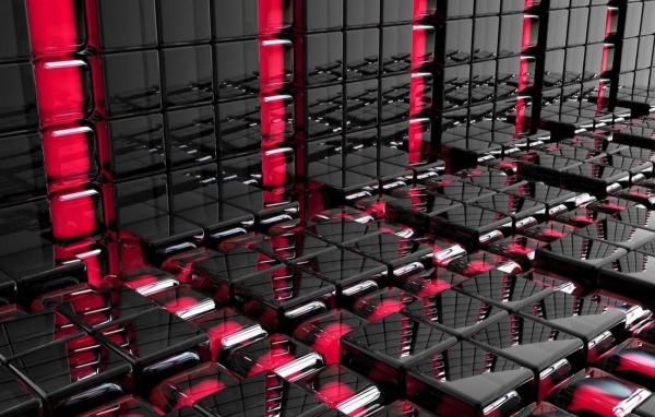 Абстракция из черных и розовых плиток