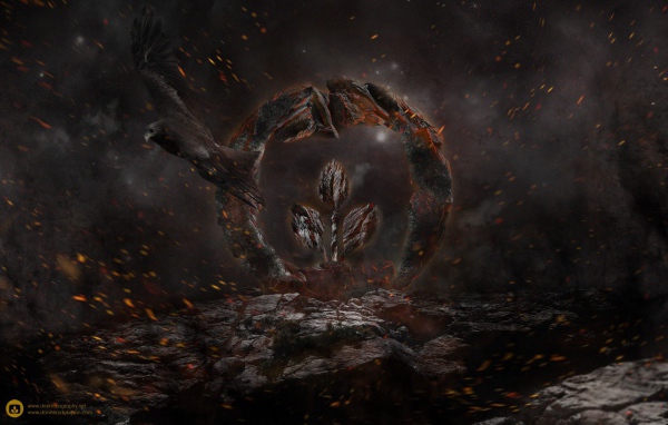 Каменный знак и птица