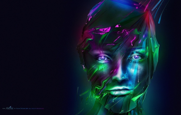 Компьютерная графика на синем фоне