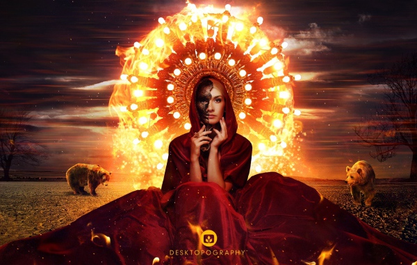 Девушка и медведи