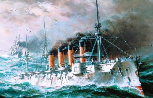 Четырех трубный крейсер