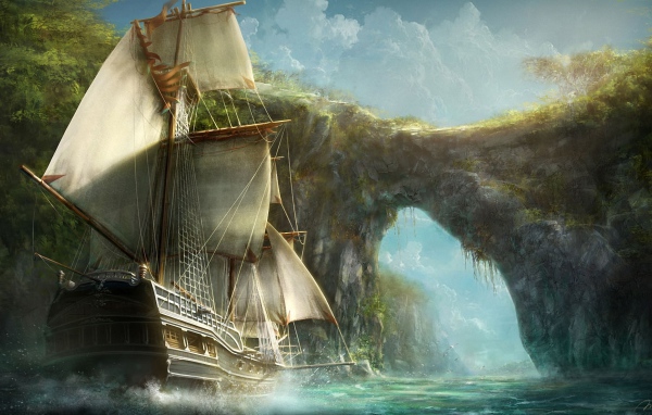 Парусник идет в арку