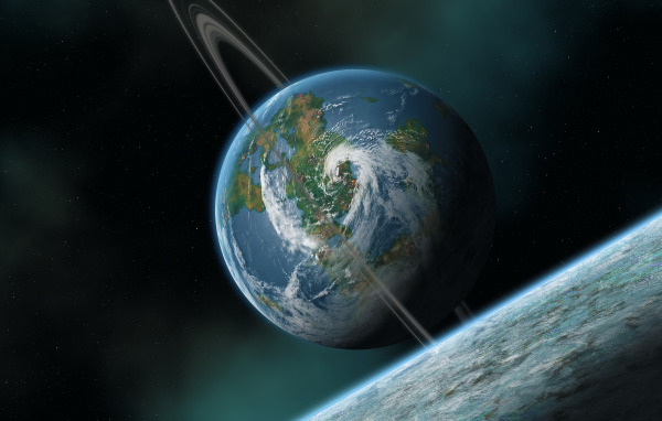 Планета с атмосферой и облаками