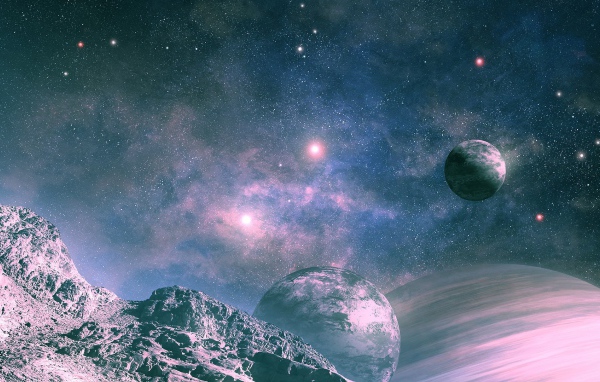 Звездное небо с планетами