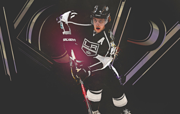 Анже Копитар на черном фоне