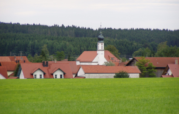 Зеленый луг в городе Лэнгенфельд, Австрия