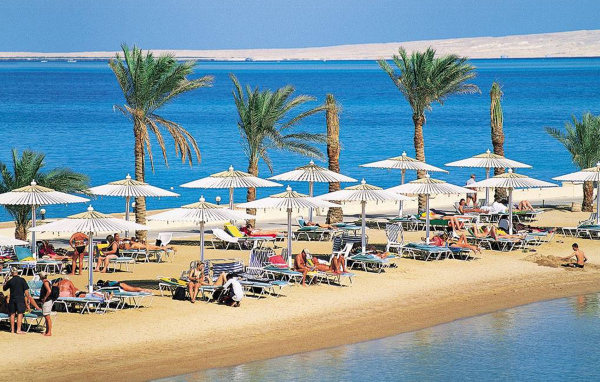Golden Beach in the resort of Hurghada, Egypt