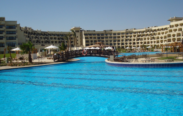 Hotel swimming pool in the resort of Hurghada, Egypt