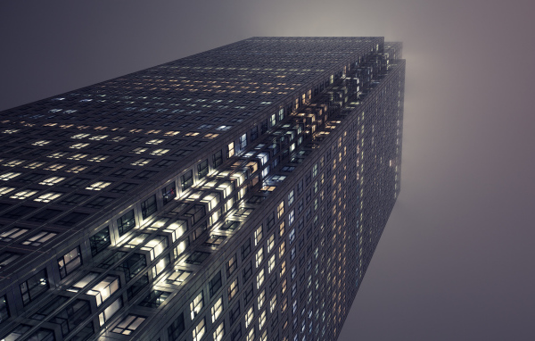 Офисы Лондона ночью, Англия