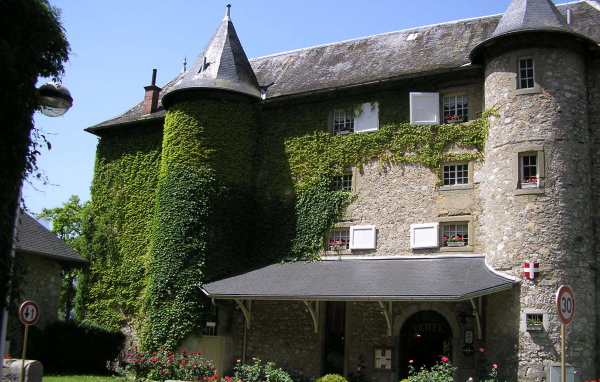 Заросший зеленью замок в городе Виши, Франция