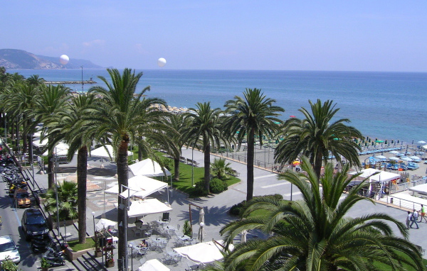 Пальмы на пляже в Лоано, Италия