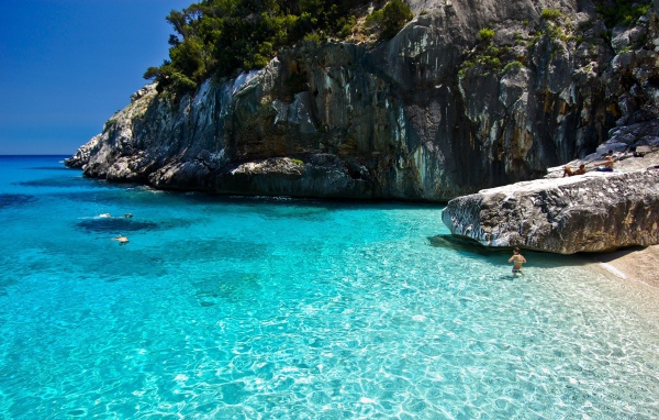 Rock on the beach on the island of Sardinia, Italy