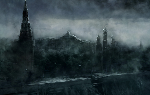 Мрачный вид на Кремль