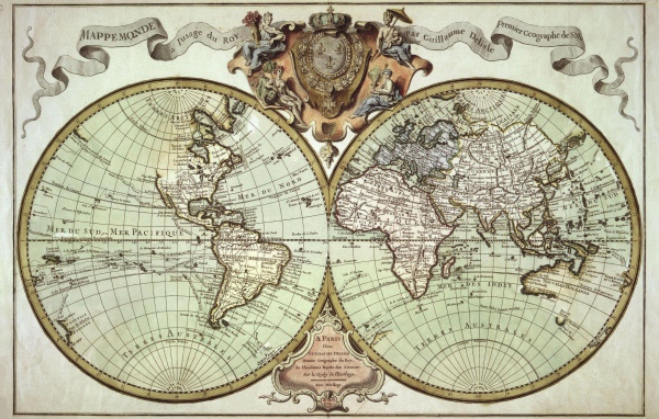 Красивая старинная карта Мира