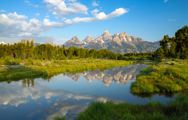 Утро в парке Гранд-Титон в Вайоминге, США
