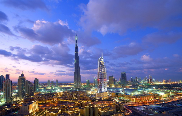 Panorama of evening Dubai
