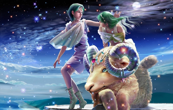 Овен на фоне звезд