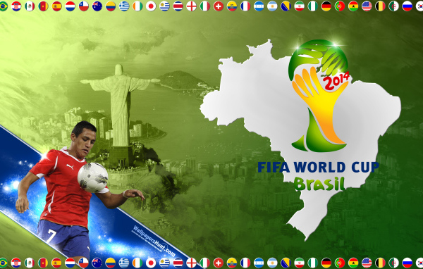 Алексис Санчес из Чили на Чемпионате мира по футболу в Бразилии 2014
