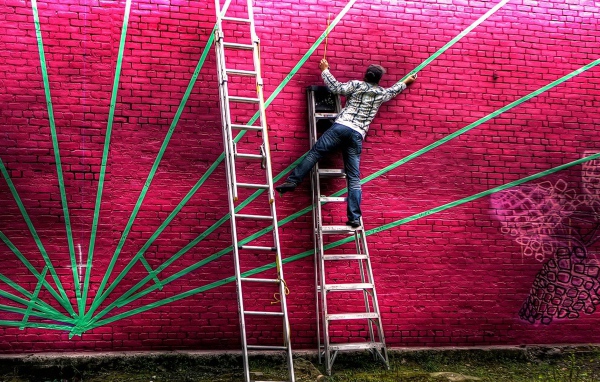 Художник на лестнице