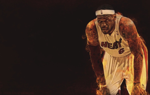 Basketball player LeBron in the fire