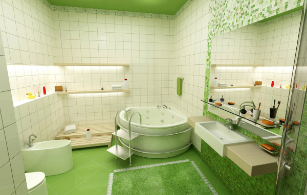 Ванная комната в зеленом стиле
