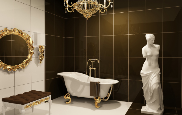 Ванная комната со статуей