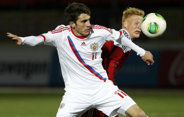 Нападающий ЦСКА Константин Базелюк в игре