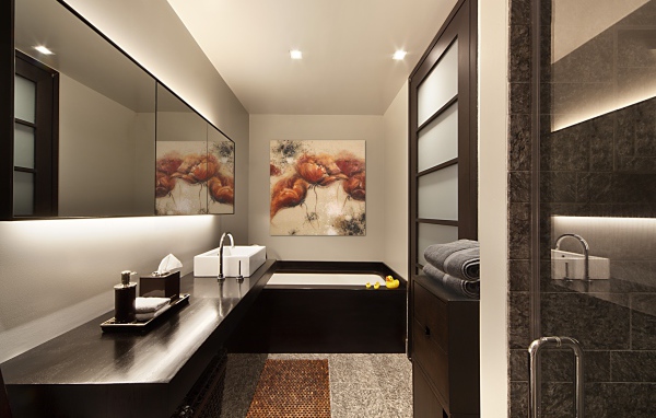 Светло коричневой оформление ванной