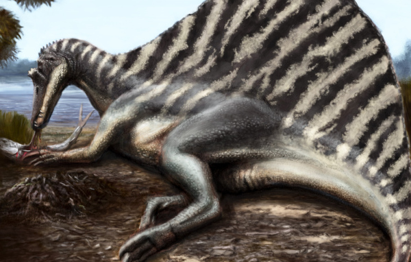 Обед динозавра на берегу реки