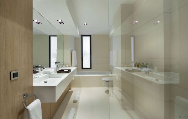 Нежно бежевый цвет ванной комнаты