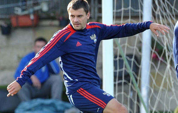 Георгий Щенников защитник ЦСКА в форме сборной РФ