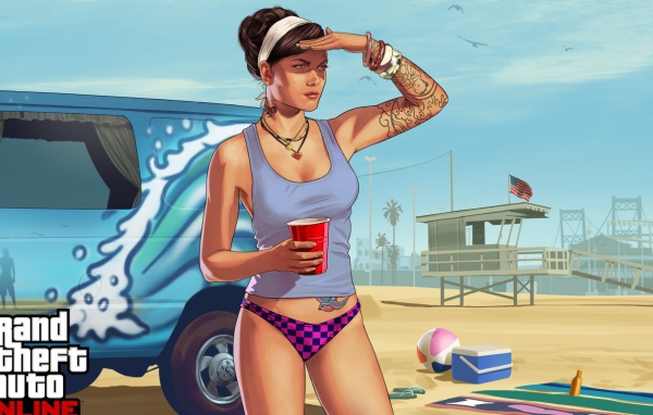 Девушка на пляже Grand Theft Auto V