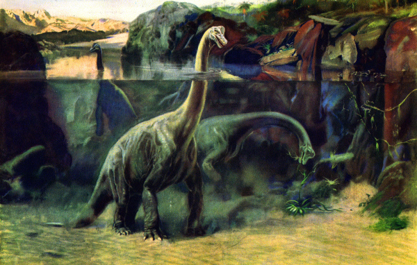 Травоядные динозавры в воде