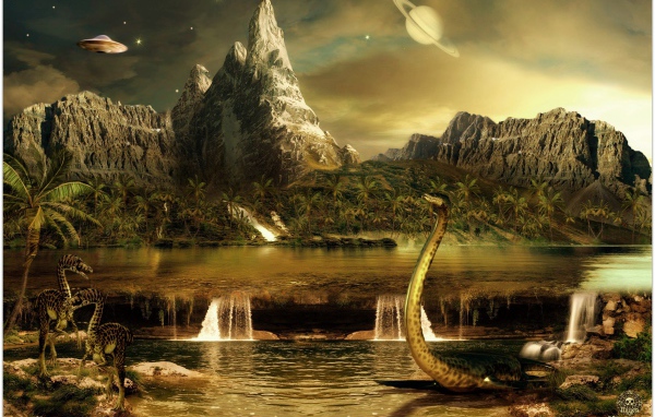 Пейзаж с динозаврами