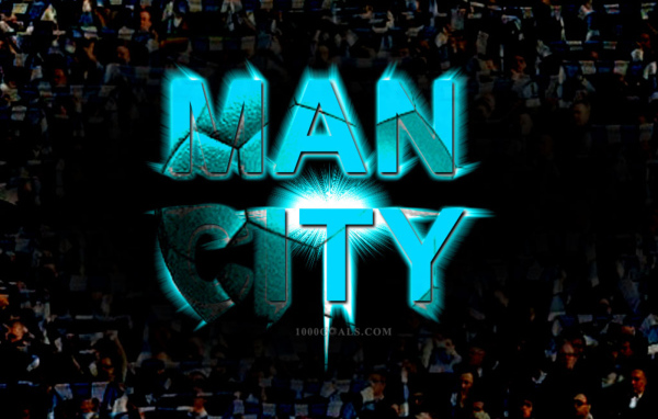 Манчестер Сити на черном фоне