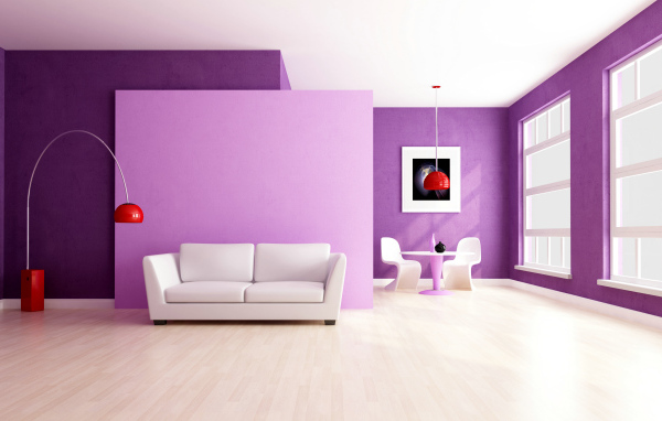Фиолетовый стиль гостиной