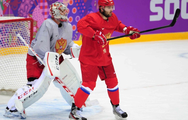 Russian hockey players at the Olympics in Sochi