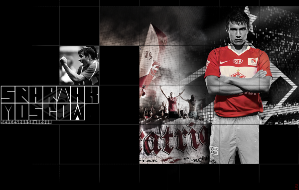 Сергей Паршивлюк капитан Спартака на фоне болельщиков