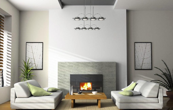 Высокий потолок в гостиной