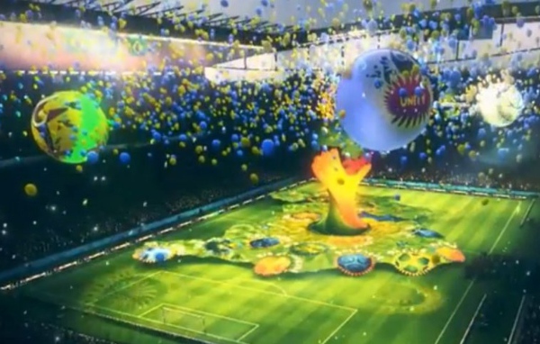 The opening ceremony for the World Cup in Brazil 2014