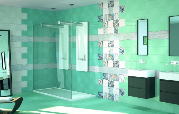 Turquoise tiles in the bathroom