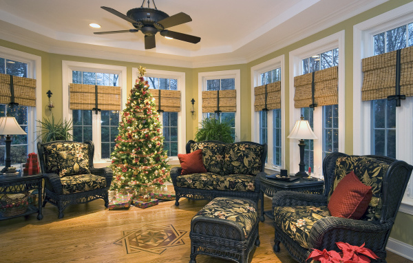 Комната украшенная на Рождество